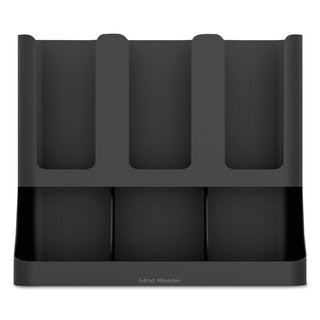 Mind Reader Flume Six-Section Upright Coffee Condiment/Cup Organizer, Black, 11.5 x 6.5 x 15 (EMSUPRIGHT6BLK)