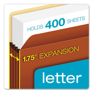 Pendaflex® Standard Expanding File Pockets, 1.75" Expansion, Letter Size, Red Fiber, 25/Box (ESS1514COX)