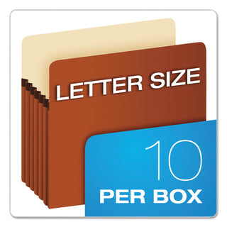 Pendaflex® Standard Expanding File Pockets, 5.25" Expansion, Letter Size, Red Fiber, 10/Box (ESS1534GOX)