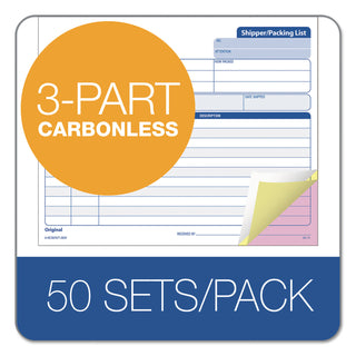 TOPS™ Snap-Off Shipper/Packing List, Three-Part Carbonless, 8.5 x 7, 1/Page, 50 Forms (TOP3834)