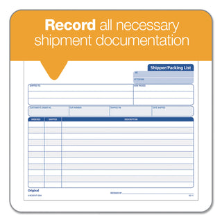 TOPS™ Snap-Off Shipper/Packing List, Three-Part Carbonless, 8.5 x 7, 1/Page, 50 Forms (TOP3834)