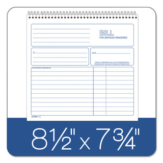 TOPS™ Spiralbound Service Invoices, Two-Part Carbonless, 8.5 x 7.75, 1/Page, 50 Forms (TOP4133)