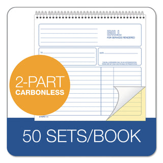 TOPS™ Spiralbound Service Invoices, Two-Part Carbonless, 8.5 x 7.75, 1/Page, 50 Forms (TOP4133)