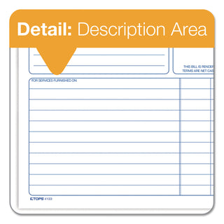 TOPS™ Spiralbound Service Invoices, Two-Part Carbonless, 8.5 x 7.75, 1/Page, 50 Forms (TOP4133)