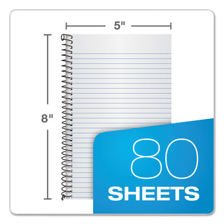 TOPS™ Second Nature Single Subject Wirebound Notebooks, Narrow Rule, Green Cover, 8 x 5, 80 Sheets (TOP74108)