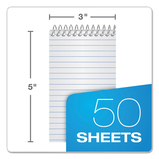TOPS™ Second Nature Wirebound Notepads, Narrow Rule, Randomly Assorted Cover Colors, 50 White 3 x 5 Sheets (TOP74135)