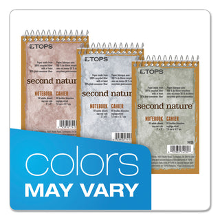 TOPS™ Second Nature Wirebound Notepads, Narrow Rule, Randomly Assorted Cover Colors, 50 White 3 x 5 Sheets (TOP74135)