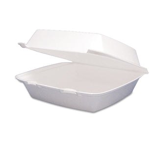 Dart® Foam Container, Hinged Lid, 1-Comp, 8 3/8 x 7 7/8 x 3 1/4, 200/Carton (DRC85HT1R)