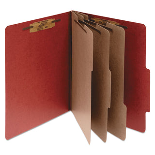 ACCO Pressboard Classification Folders, 3 Dividers, Legal Size, Earth Red, 10/Box (ACC16038)