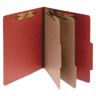 ACCO Pressboard Classification Folders, 2 Dividers, Legal Size, Earth Red, 10/Box (ACC16036)