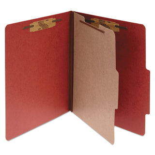 ACCO Pressboard Classification Folders, 1 Divider, Legal Size, Earth Red, 10/Box (ACC16034)