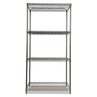 Alera® Wire Shelving Starter Kit, Four-Shelf, 36w x 24d x 72h, Black Anthracite (ALESW503624BA)