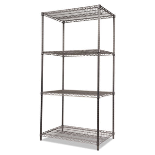 Alera® Wire Shelving Starter Kit, Four-Shelf, 36w x 24d x 72h, Black Anthracite (ALESW503624BA)