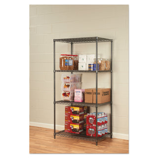 Alera® Wire Shelving Starter Kit, Four-Shelf, 36w x 24d x 72h, Black Anthracite (ALESW503624BA)