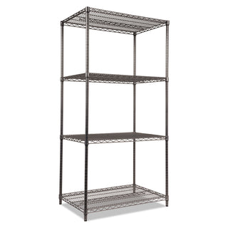 Alera® Wire Shelving Starter Kit, Four-Shelf, 36w x 24d x 72h, Black Anthracite (ALESW503624BA)