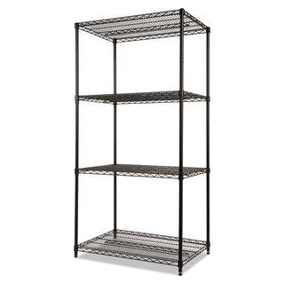 Alera® NSF Certified Industrial 4-Shelf Wire Shelving Kit, 36w x 24d x 72h, Black (ALESW503624BL)