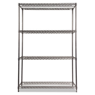 Alera® Wire Shelving Starter Kit, Four-Shelf, 48w x 18d x 72h, Black Anthracite (ALESW504818BA)