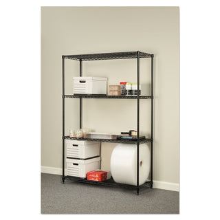 Alera® NSF Certified Industrial 4-Shelf Wire Shelving Kit, 48w x 18d x 72h, Black (ALESW504818BL)