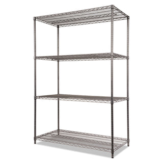 Alera® Wire Shelving Starter Kit, Four-Shelf, 48w x 24d x 72h, Black Anthracite (ALESW504824BA)