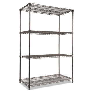 Alera® Wire Shelving Starter Kit, Four-Shelf, 48w x 24d x 72h, Black Anthracite (ALESW504824BA)