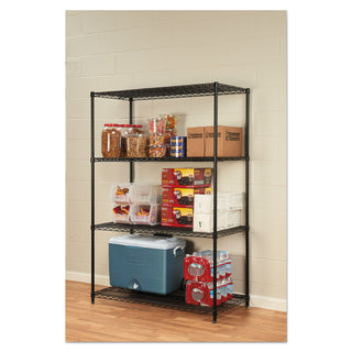 Alera® NSF Certified Industrial 4-Shelf Wire Shelving Kit, 48w x 24d x 72h, Black (ALESW504824BL)