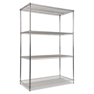 Alera® NSF Certified Industrial 4-Shelf Wire Shelving Kit, 48w x 24d x 72h, Silver (ALESW504824SR)