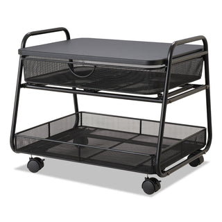 Safco® Onyx Under Desk Machine Stand, 2 Shelves, 21w x 16d x 17.5h, Black, 100-lb Capacity (SAF5208BL)