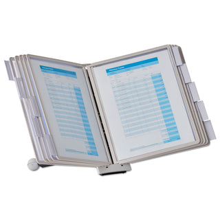 Durable® SHERPA Desk Reference System, 10 Panels, 10 x 5 7/8 x 13 1/2, Gray Borders (DBL554210)