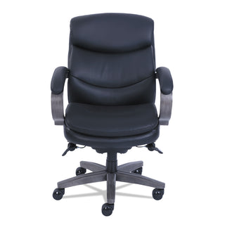 La-Z-Boy® Woodbury Mid-Back Executive Chair, Supports up to 300 lbs., Black Seat/Black Back, Weathered Gray Base (LZB48963A)