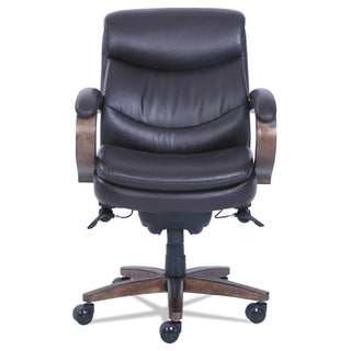 La-Z-Boy® Woodbury Mid-Back Executive Chair, Supports up to 300 lbs., Brown Seat/Brown Back, Weathered Sand Base (LZB48963B)