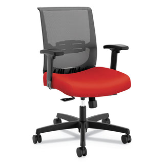 HON® Convergence Mid-Back Task Chair with Syncho-Tilt Control with Seat Slide, Supports up to 275 lbs, Red Seat, Black Back/Base (HONCMY1ACU67)