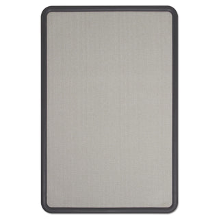 Quartet® Contour Fabric Bulletin Board, 48 x 36, Gray Surface, Black Plastic Frame (QRT7694G)