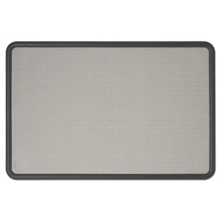 Quartet® Contour Fabric Bulletin Board, 36 x 24, Gray Surface, Black Plastic Frame (QRT7693G)