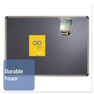 Quartet® Prestige Euro-Style Embossed Foam Bulletin Board, 48 x 34 7/16, Black/Alum Frame (QRTB364T)