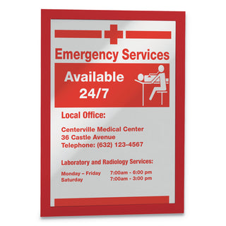 Durable® DURAFRAME Sign Holder, 8 1/2" x 11", Red Frame, 2/Pack (DBL476803)