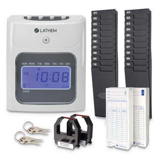 Lathem® Time 400E Top-Feed Time Clock Bundle, White (LTH400EKIT)