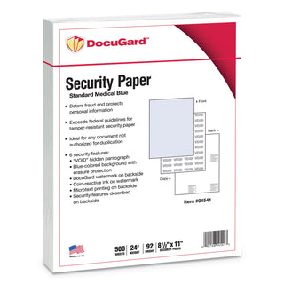 DocuGard™ Medical Security Papers, 24lb, 8.5 x 11, Blue, 500/Ream (PRB04541)