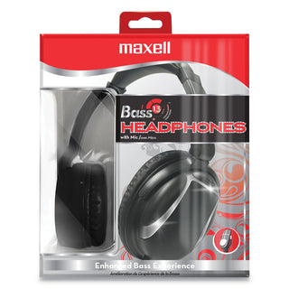 Maxell® Bass 13 Headphone with Mic, Black (MAX199840)