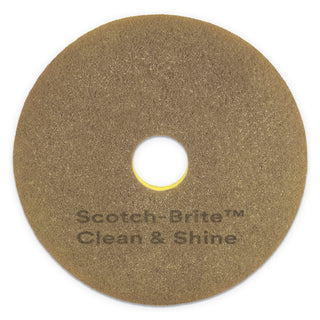 Scotch-Brite® Clean and Shine Pad, 20" Diameter, Brown/Yellow, 5/Carton (MMM09541)