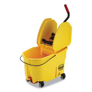 Rubbermaid® Commercial WaveBrake 2.0 Bucket/Wringer Combos, Down-Press, 44 qt, Plastic, Yellow (RCPFG757688YEL)