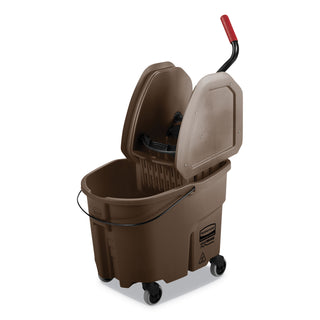 Rubbermaid® Commercial WaveBrake 2.0 Bucket/Wringer Combos, Down-Press, 35 qt, Plastic, Brown (RCPFG757788BRN)