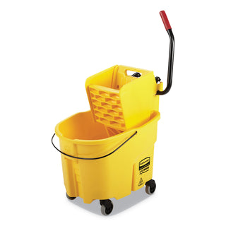 Rubbermaid® Commercial WaveBrake 2.0 Bucket/Wringer Combos, Side-Press, 35 qt, Plastic, Yellow (RCPFG758088YEL) (RCPFG758088YEL)