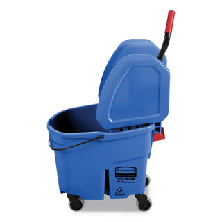 Rubbermaid® Commercial WaveBrake 2.0 Bucket/Wringer Combos, Down-Press, 35 qt, Plastic, Blue (RCPFG757888BLUE)