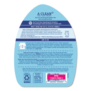 Seventh Generation® Natural Liquid Fabric Softener, Free & Clear Unscented, 42 Loads, 32 oz Bottle (SEV22833EA)