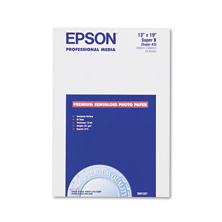 Epson® Premium Photo Paper, 10.4 mil, 13 x 19, Semi-Gloss White, 20/Pack (EPSS041327) (EPSS041327)
