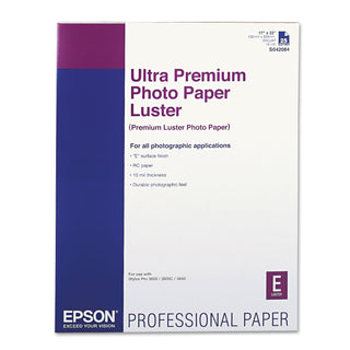 Epson® Ultra Premium Photo Paper, 10 mil, 17 x 22, Luster White, 25/Pack (EPSS042084)