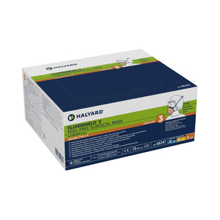 FluidShield Surgical Mask with Eye Shield Anti-fog Foam ASTM Level 3 Tie Closure One Size Fits Most (282581_BX)
