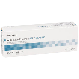 McKesson Sterilization Pouch Ethylene Oxide (EO) Gas / Steam 3-1/2 X 9 Inch Transparent Blue / White Self Seal Paper / Film (960943_BX)