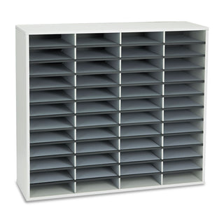 Fellowes® Literature Organizer, 48 Letter Compartments, 38.25 x 11.88 x 34.69, Dove Gray (FEL25081)