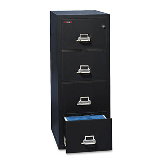 FireKing® Four-Drawer Vertical File, 17.75w x 25d x 52.75h, UL Listed 350° for Fire, Letter, Black (FIR41825CBL)